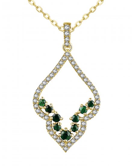 LEAF STYLE COLORED STONE DIAMOND PENDANT (TP2645)